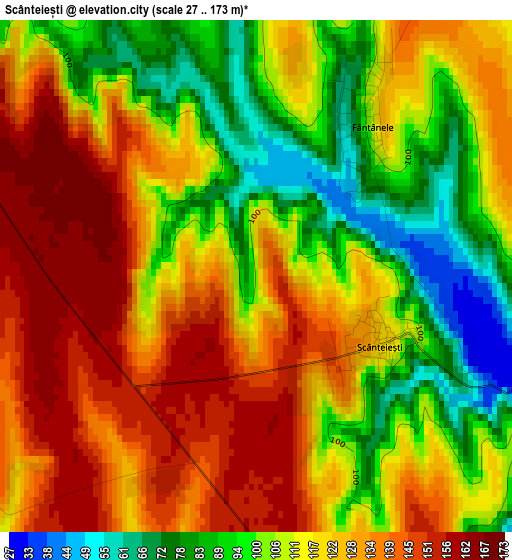 Scânteiești elevation map