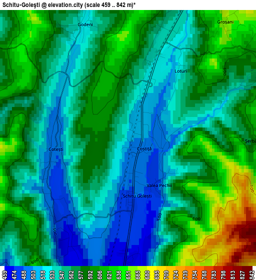 Schitu-Goleşti elevation map