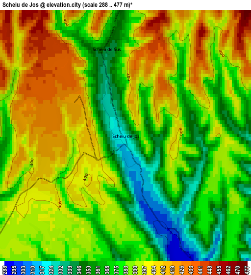 Scheiu de Jos elevation map