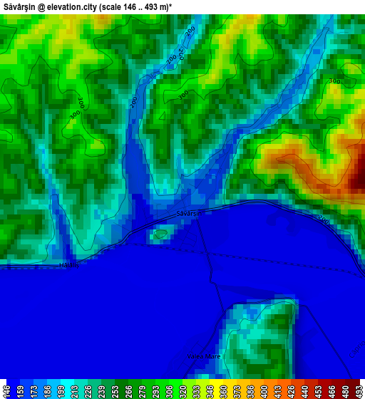 Săvârşin elevation map