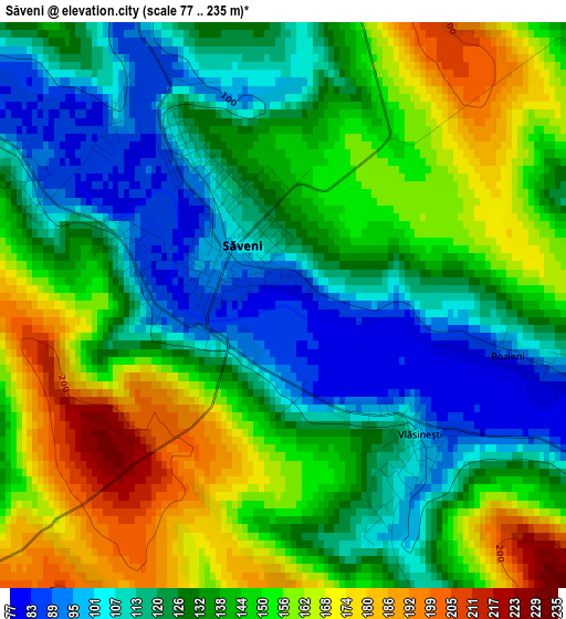 Săveni elevation map