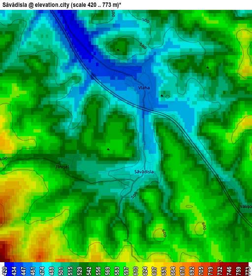 Săvădisla elevation map