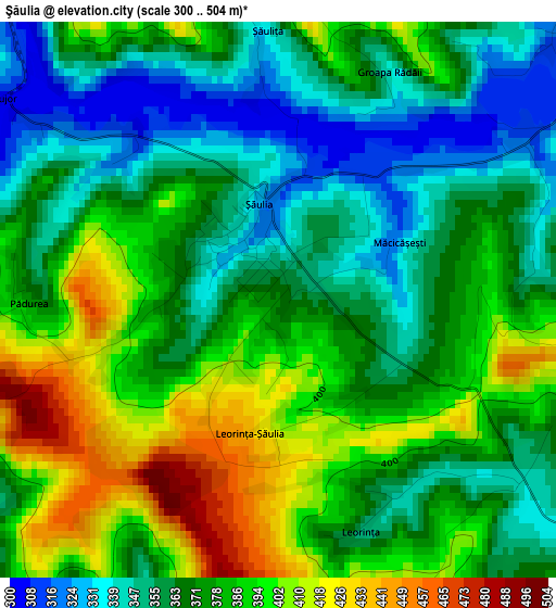 Şăulia elevation map