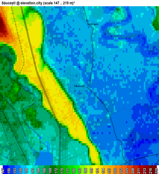 Săucești elevation map