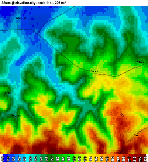 Săuca elevation map