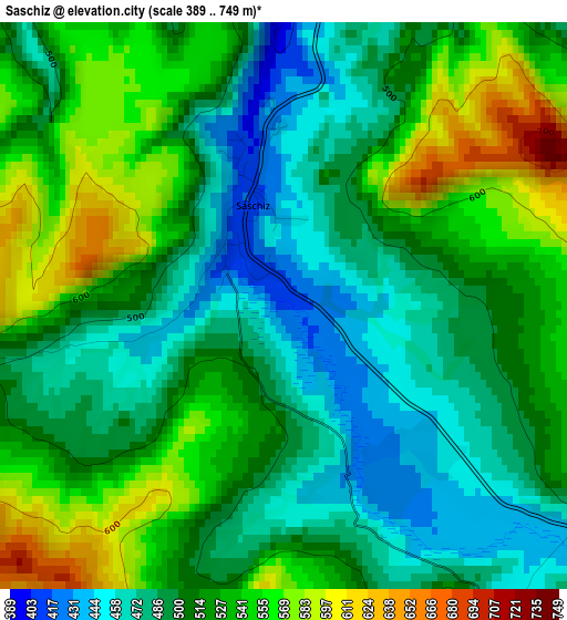 Saschiz elevation map