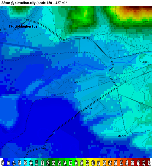 Săsar elevation map