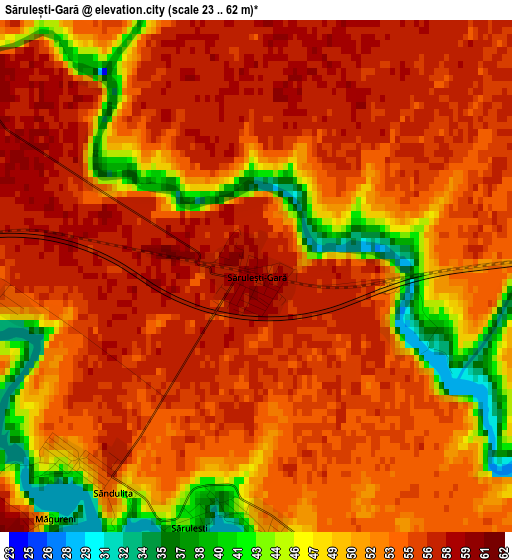 Sărulești-Gară elevation map