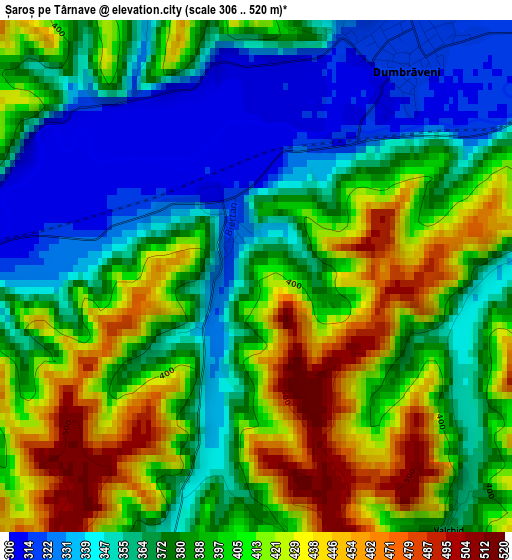 Șaroș pe Târnave elevation map