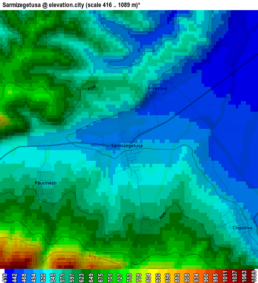 Sarmizegetusa elevation map