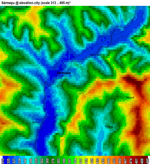 Sărmaşu elevation map