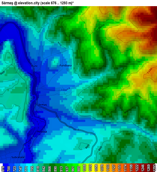 Sărmaş elevation map