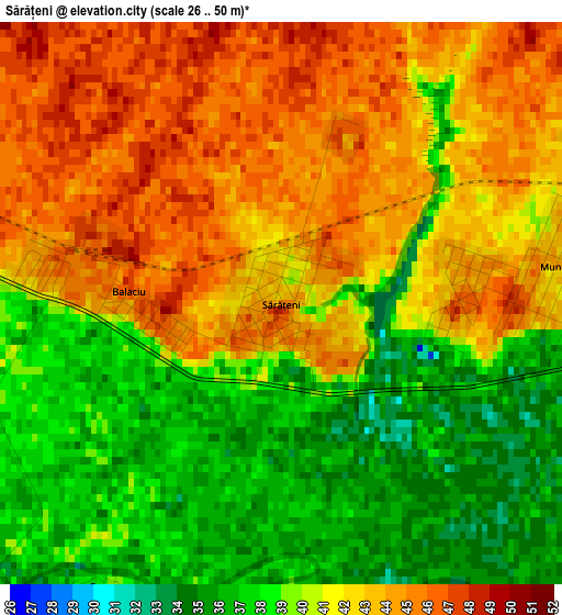 Sărățeni elevation map