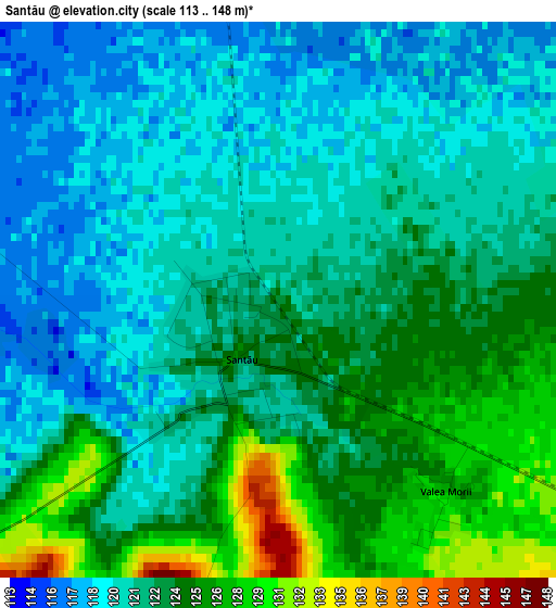 Santău elevation map