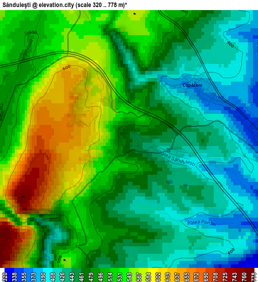 Sănduleşti elevation map