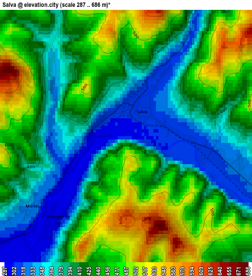 Salva elevation map