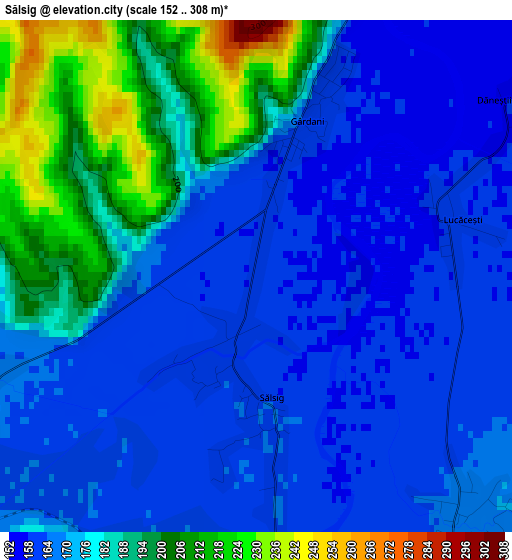 Sălsig elevation map