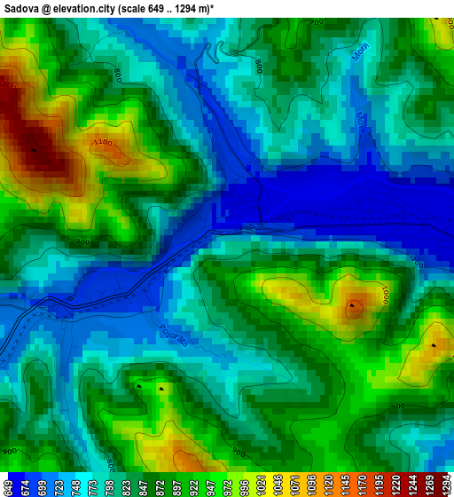 Sadova elevation map