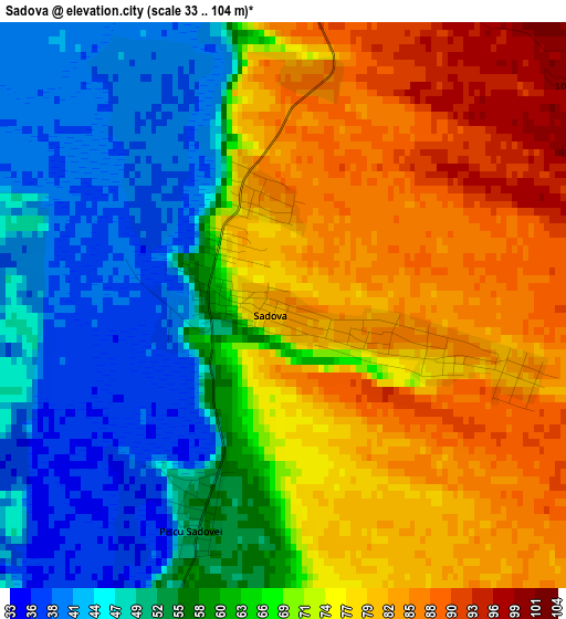 Sadova elevation map