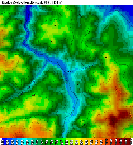 Săcuieu elevation map