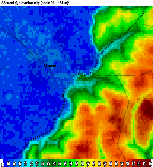 Săcueni elevation map