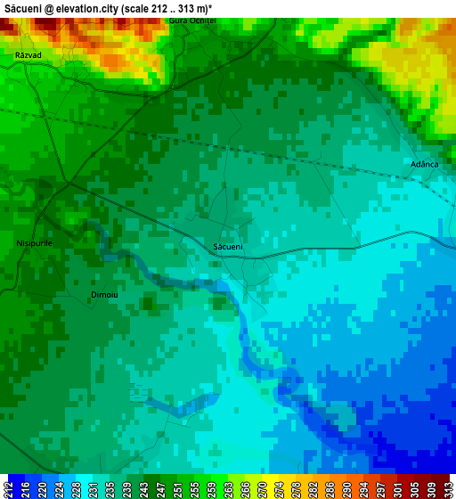 Săcueni elevation map