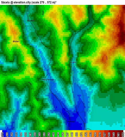 Săcelu elevation map