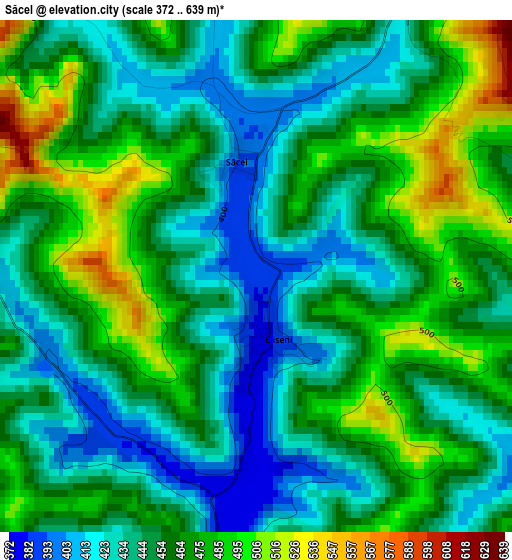 Săcel elevation map