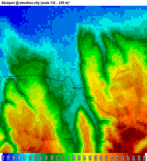 Săcăşeni elevation map