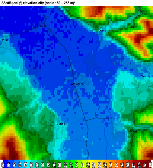 Săcălășeni elevation map