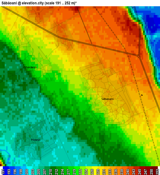 Săbăoani elevation map