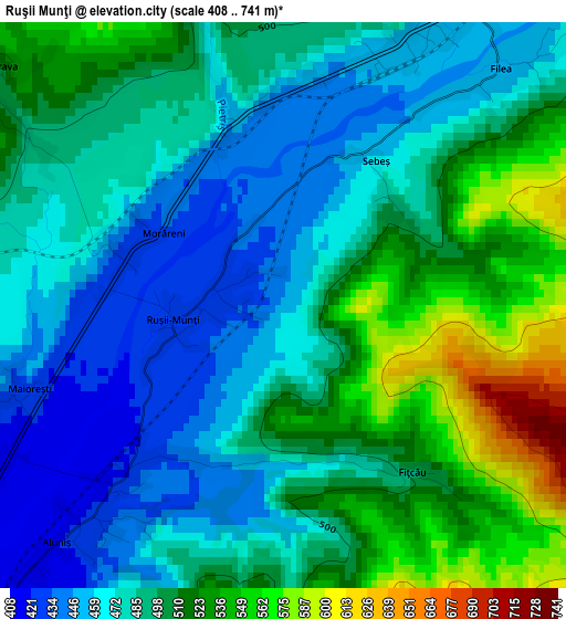 Ruşii Munţi elevation map