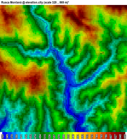 Rusca Montană elevation map