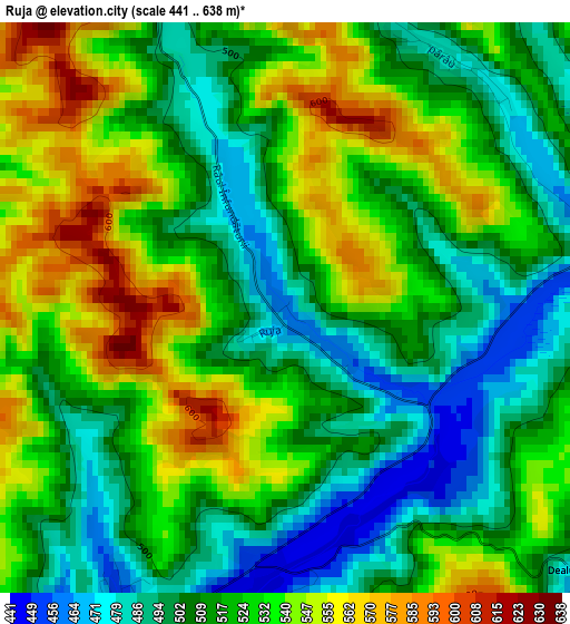 Ruja elevation map