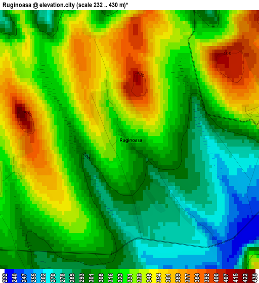 Ruginoasa elevation map