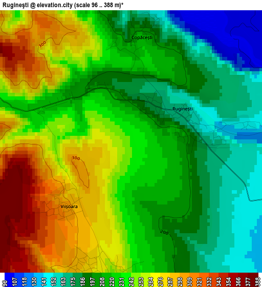 Rugineşti elevation map