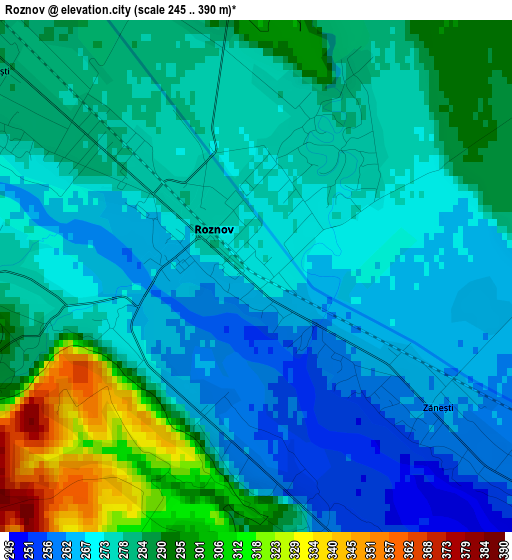 Roznov elevation map