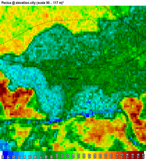 Pecica elevation map