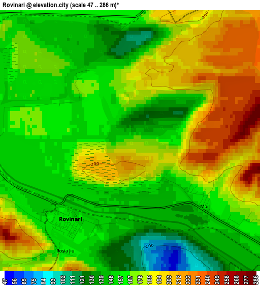 Rovinari elevation map