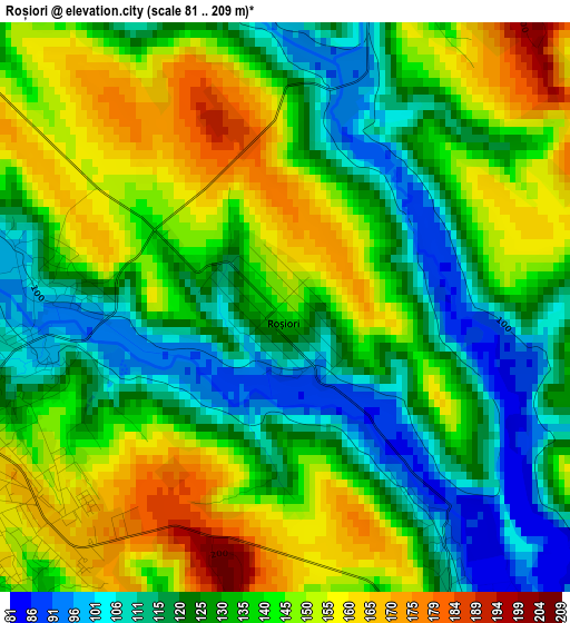 Roșiori elevation map