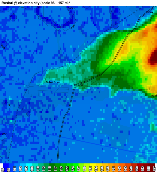 Roșiori elevation map