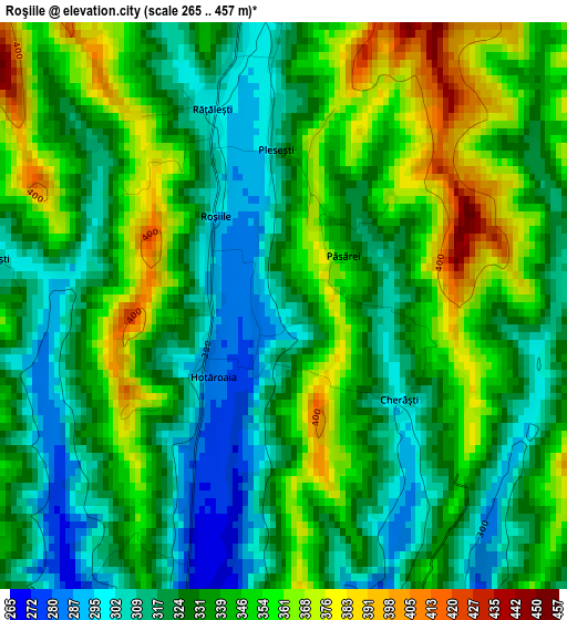 Roşiile elevation map