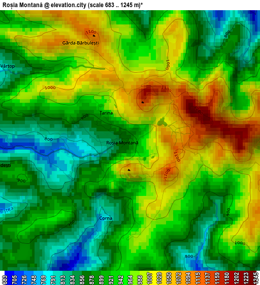 Roșia Montană elevation map