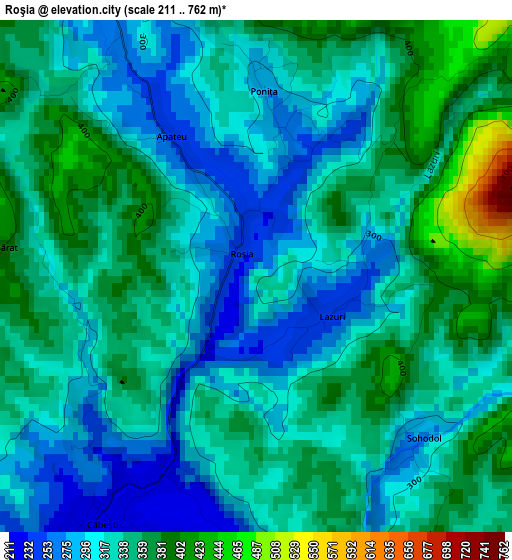 Roşia elevation map