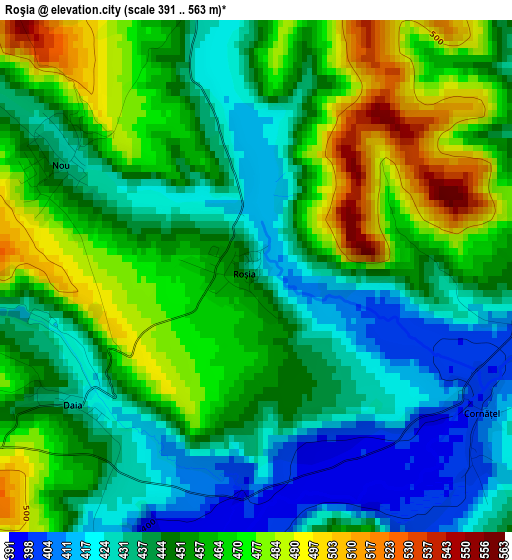 Roşia elevation map