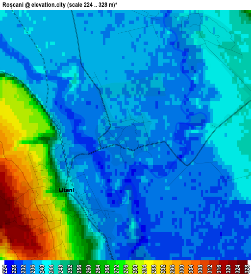 Roșcani elevation map