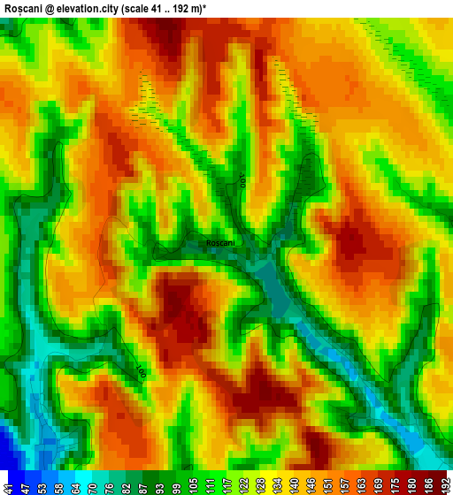 Roșcani elevation map