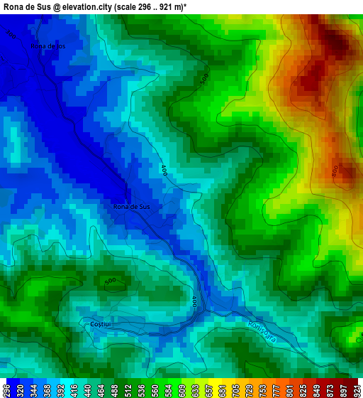 Rona de Sus elevation map