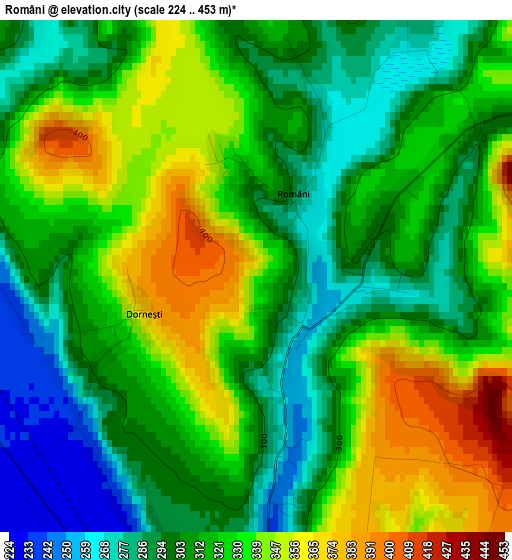 Români elevation map