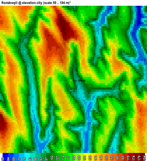 Româneşti elevation map